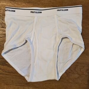 Fruit of the Loom White Men's Briefs with Logo Waistband